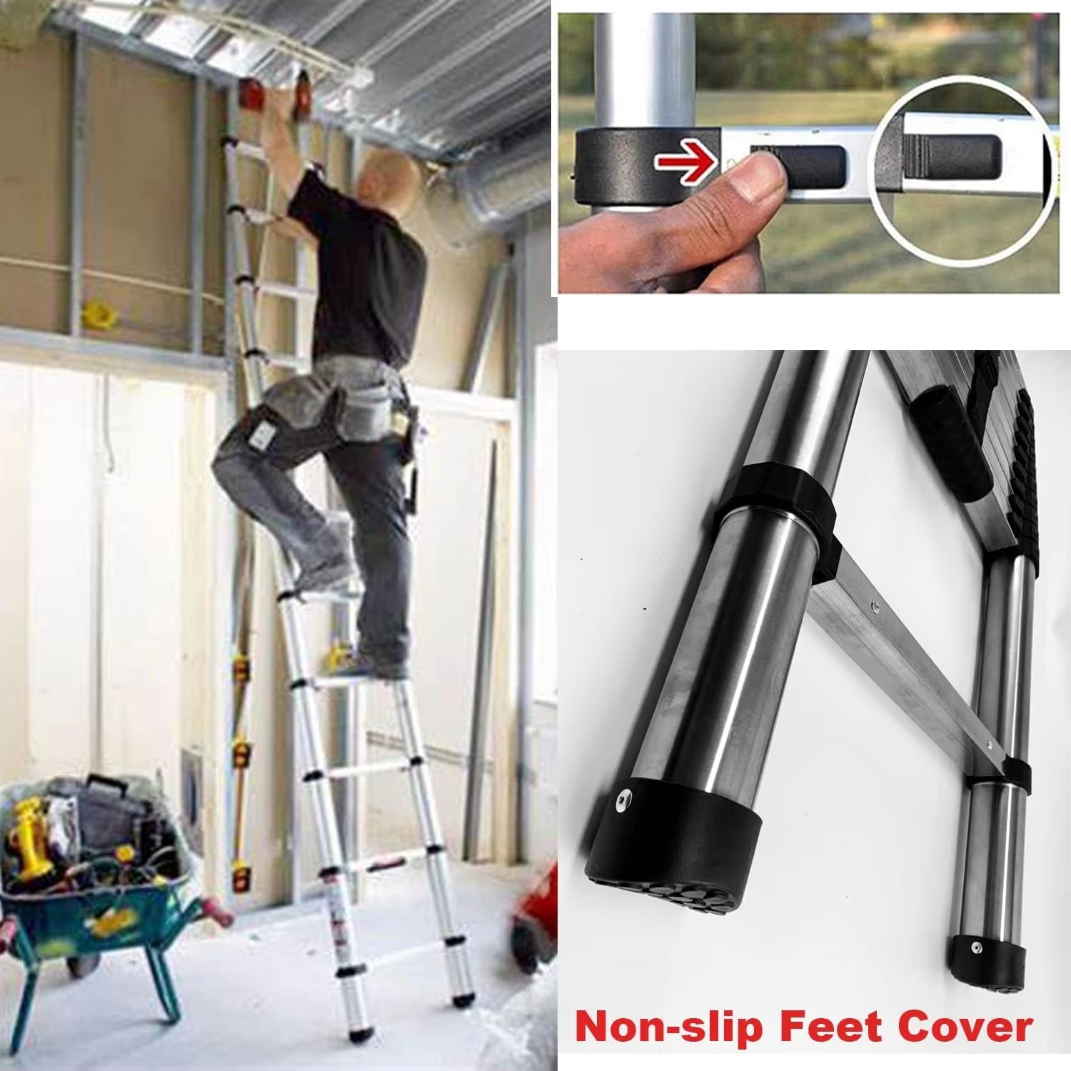 Telescoping Collapsible Extension Ladder 12,5ft