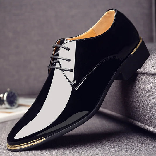 Sexy and Sharp. Men's Patent Leather Dress Shoes Lace up Pointed 5 Colors 