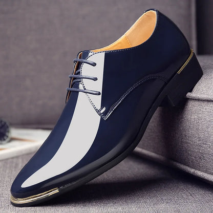 Sexy and Sharp. Men's Patent Leather Dress Shoes Lace up Pointed 5 Colors 