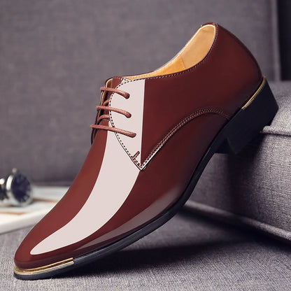 Sexy and Sharp. Men's Patent Leather Dress Shoes Lace up Pointed 5 Colors 