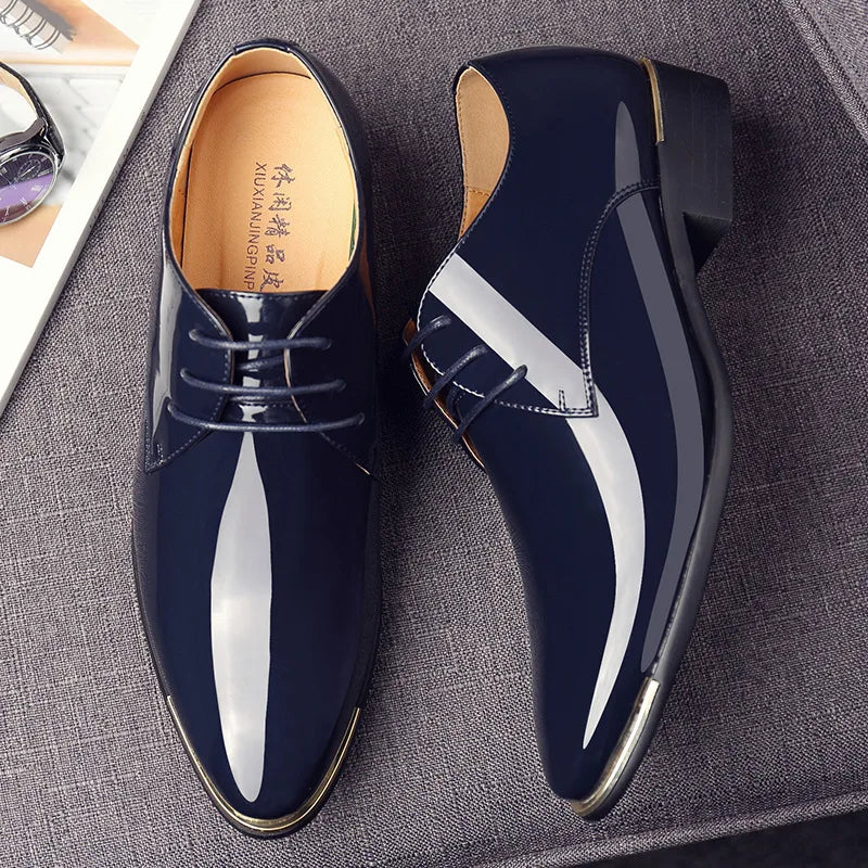 Sexy and Sharp. Men's Patent Leather Dress Shoes Lace up Pointed 5 Colors 