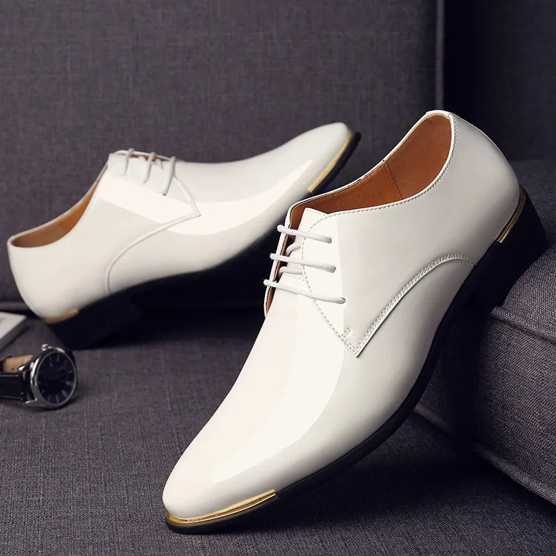 Sexy and Sharp. Men's Patent Leather Dress Shoes Lace up Pointed 5 Colors 